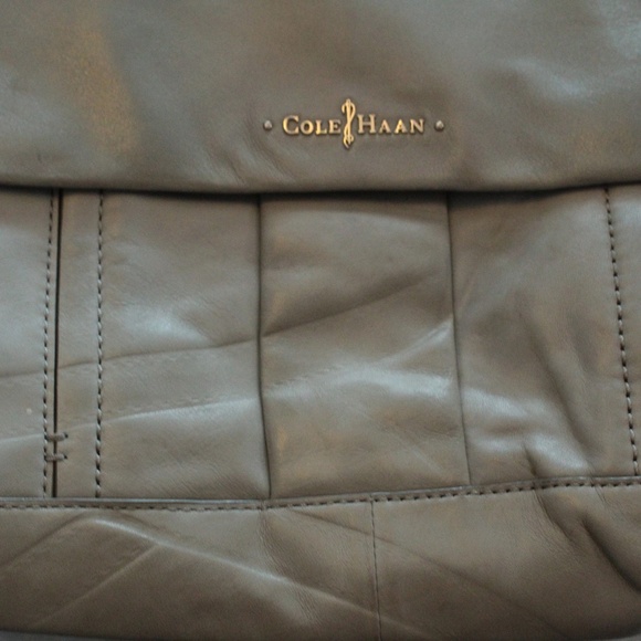 Grey Leather Cole Hahn Leather Messenger/Satchel Bag - Picture 4 of 6